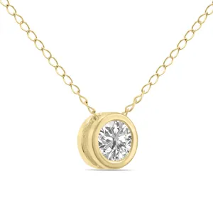 1/4 Carat Lab Grown Diamond Bezel Pendant In 14K Yellow Gold