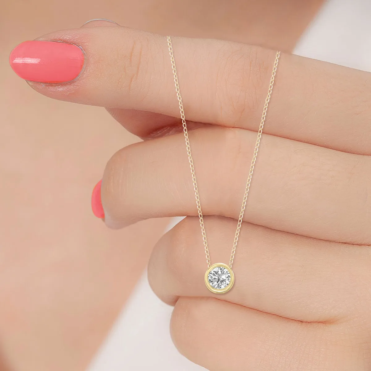 1/4 Carat Lab Grown Diamond Bezel Pendant In 14K Yellow Gold