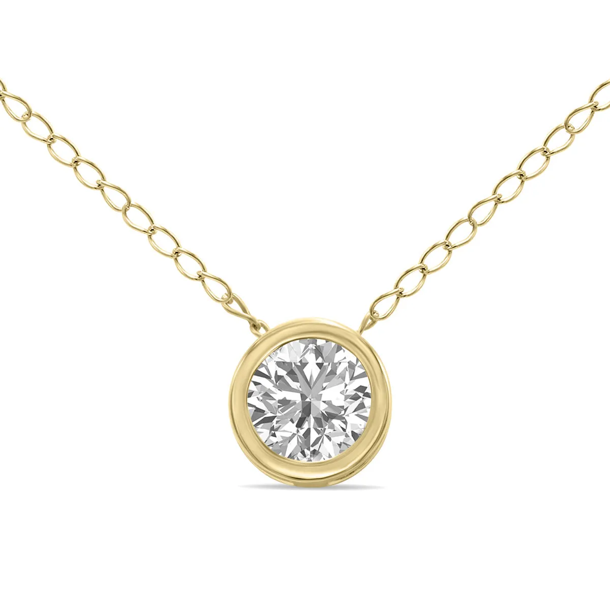 1/4 Carat Lab Grown Diamond Bezel Pendant In 14K Yellow Gold