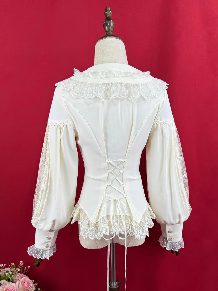 Apricot Double Layered Collar Elegant Long Slevees Shirt
