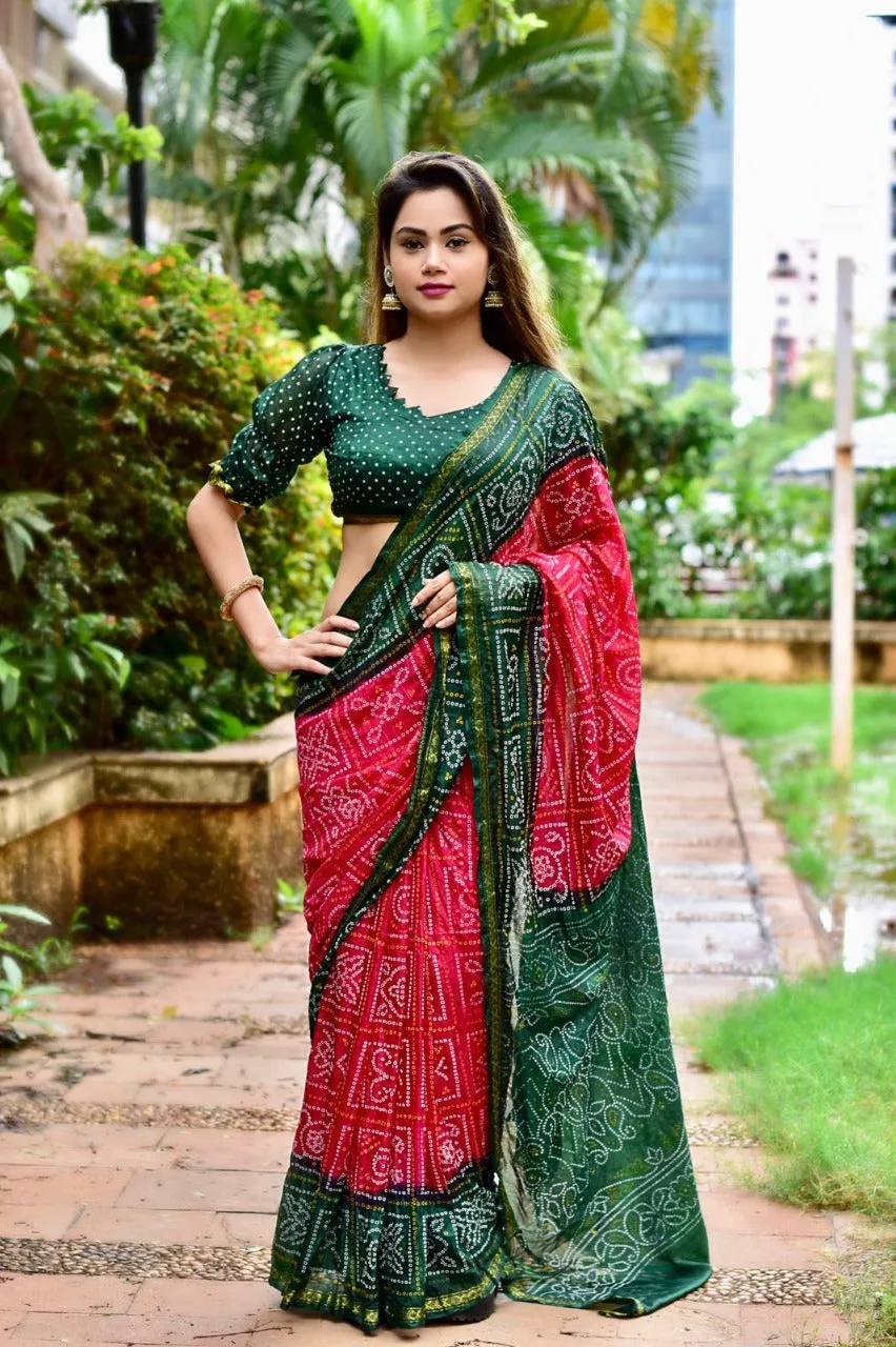 Beautiful Party Wear Bandhani Saree Manjri Vol-2