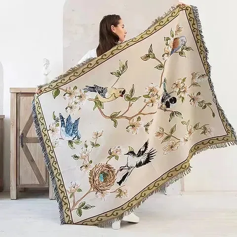 Boho Birdy Throw / Blanket / Beach Rug