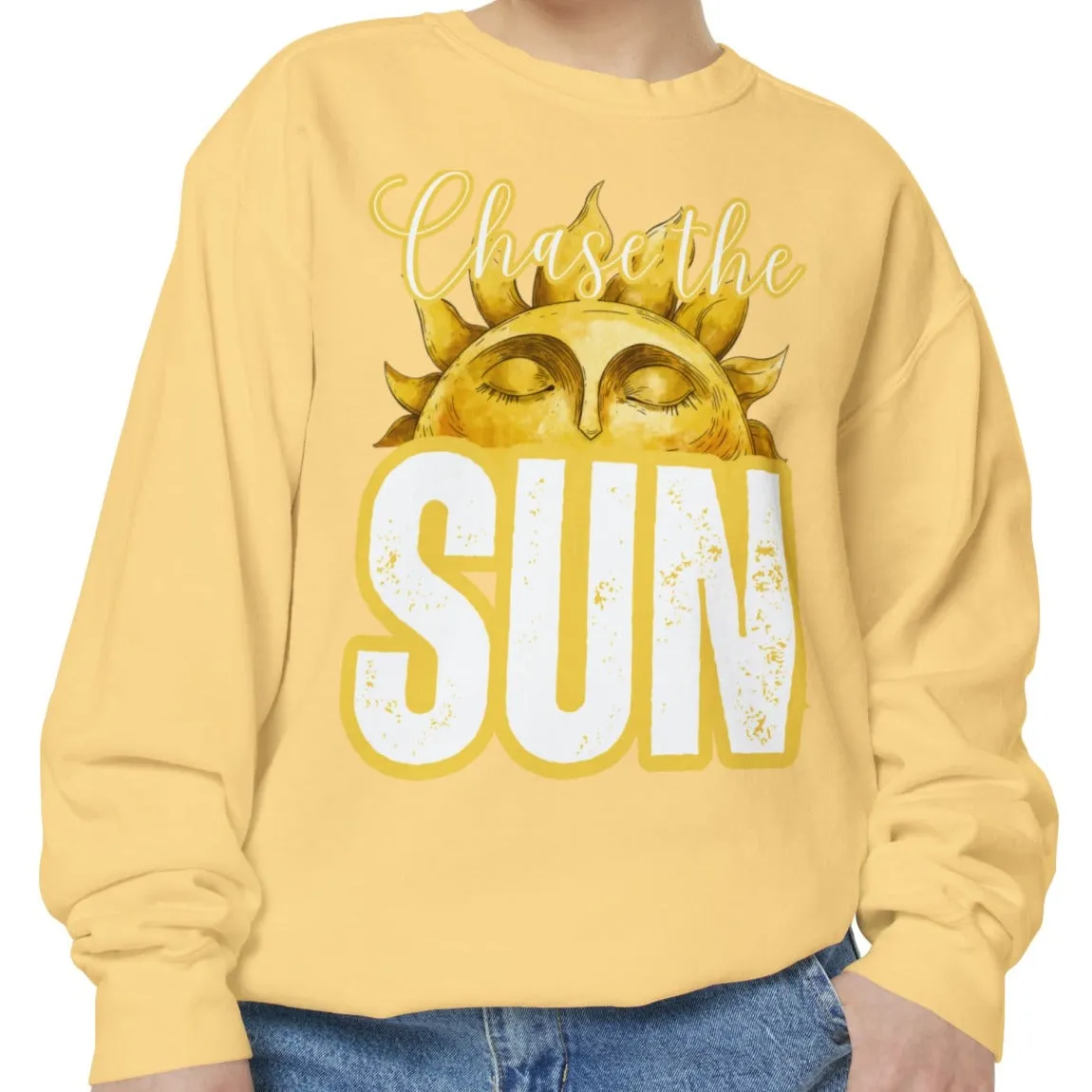 Chase the Sun Women's Comfort Colors Sweatshirt - Cozy and Inspirational