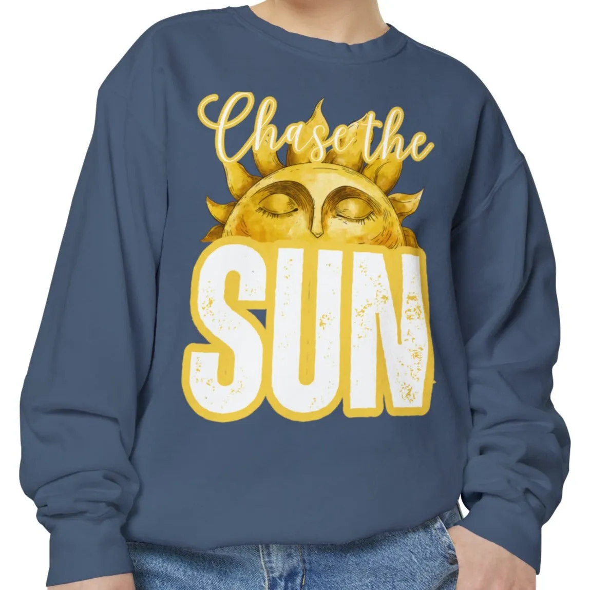 Chase the Sun Women's Comfort Colors Sweatshirt - Cozy and Inspirational