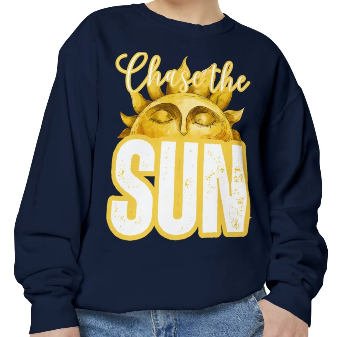 Chase the Sun Women's Comfort Colors Sweatshirt - Cozy and Inspirational