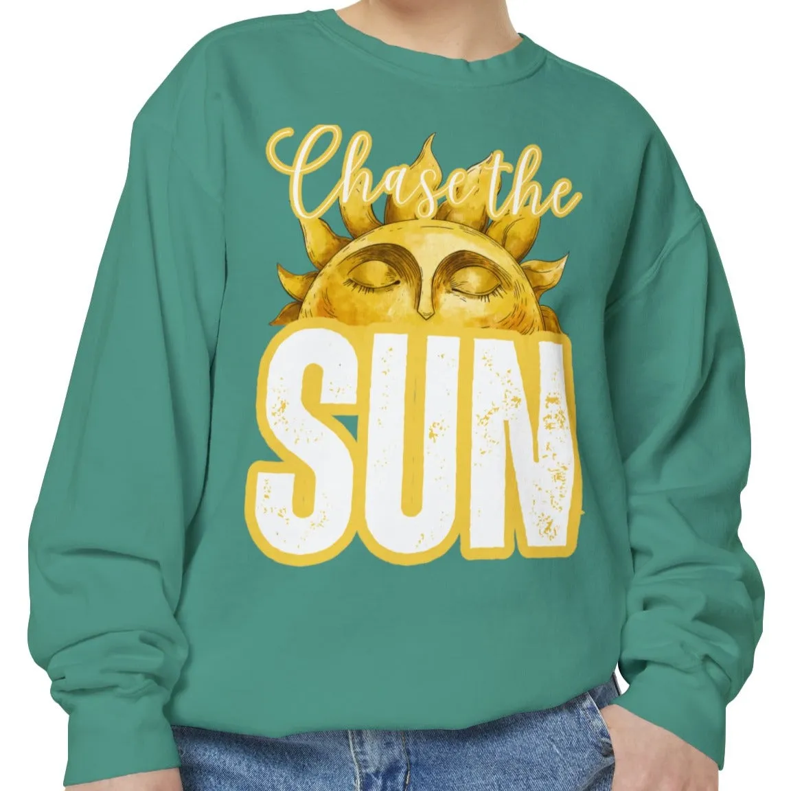 Chase the Sun Women's Comfort Colors Sweatshirt - Cozy and Inspirational