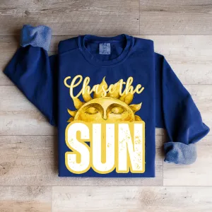 Chase the Sun Women's Comfort Colors Sweatshirt - Cozy and Inspirational