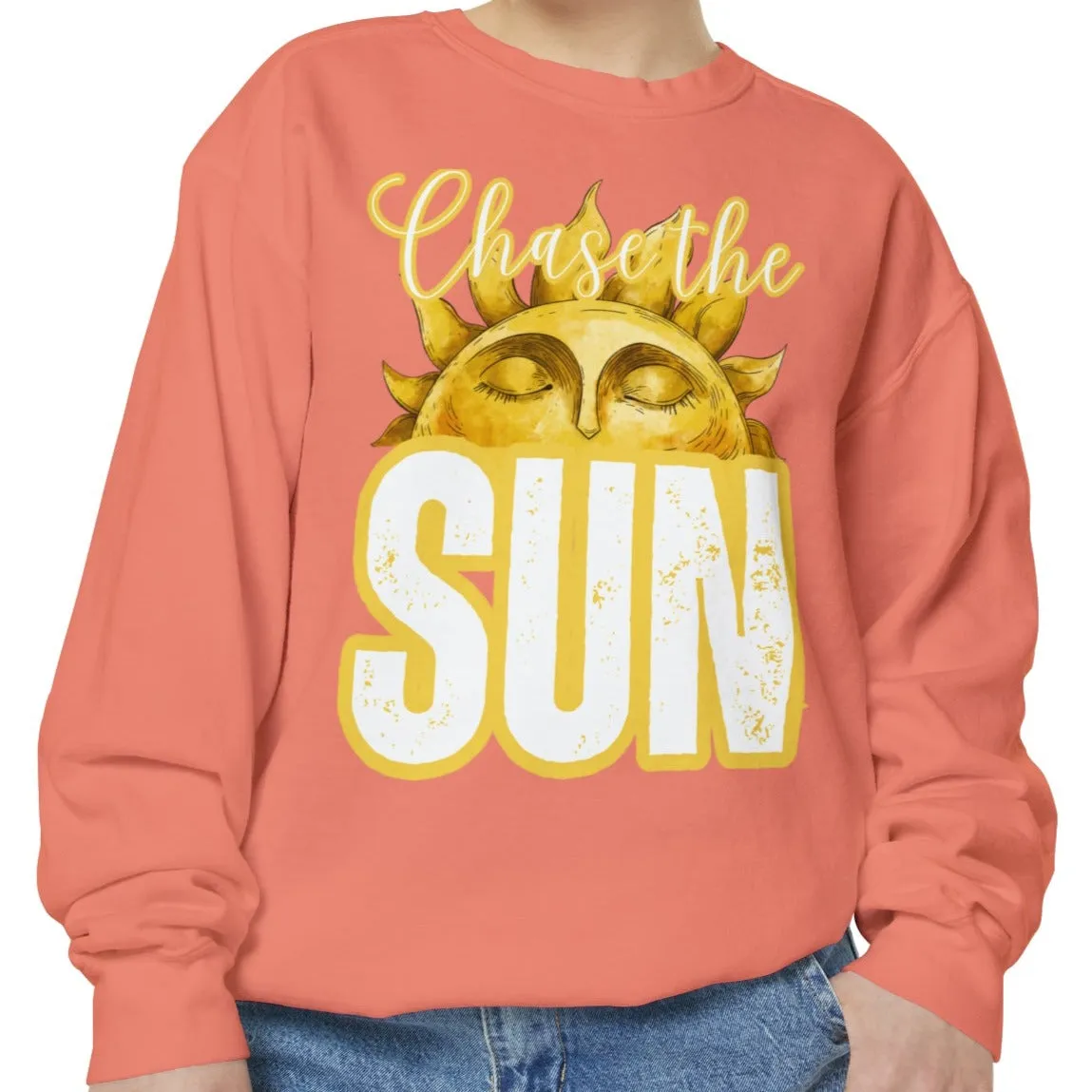 Chase the Sun Women's Comfort Colors Sweatshirt - Cozy and Inspirational
