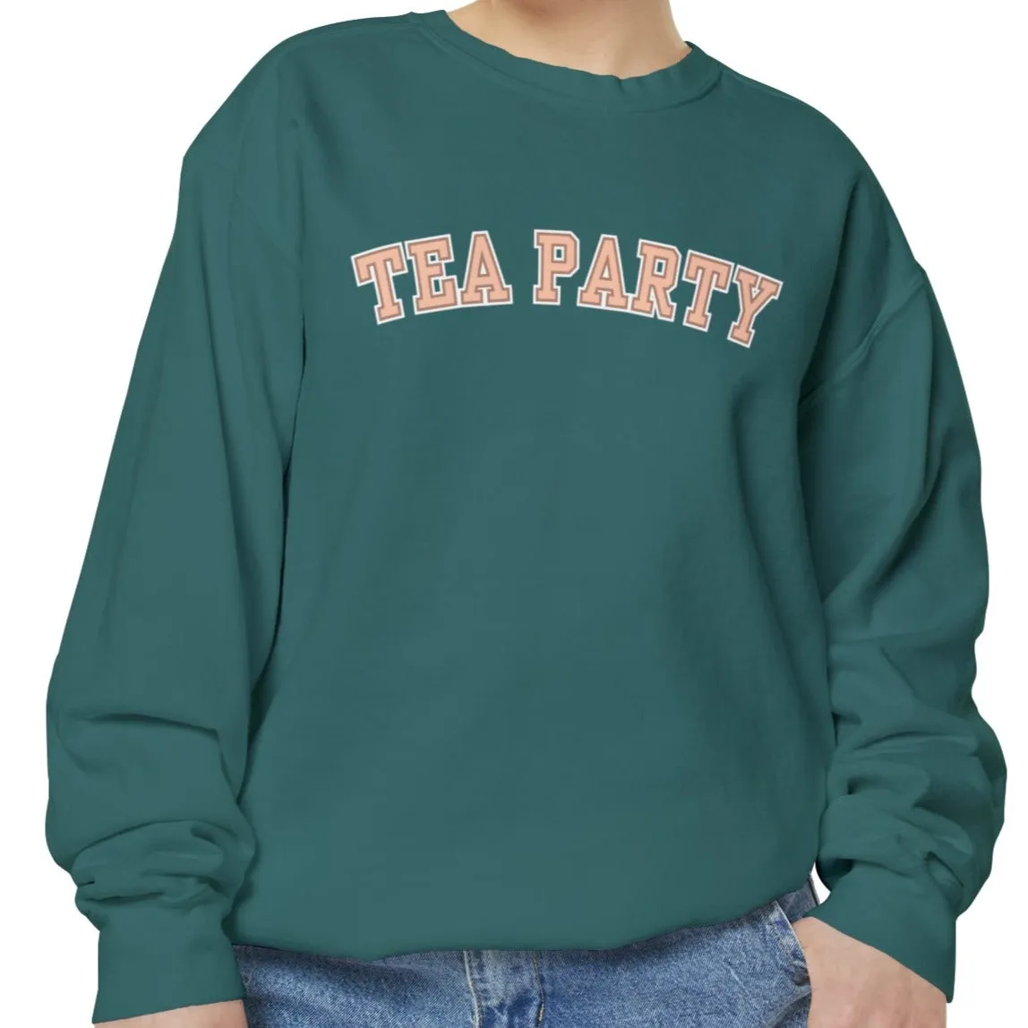 Comfort Colors Women's Tea Party Vibes Sweatshirt: Cozy Gossip Session Attire