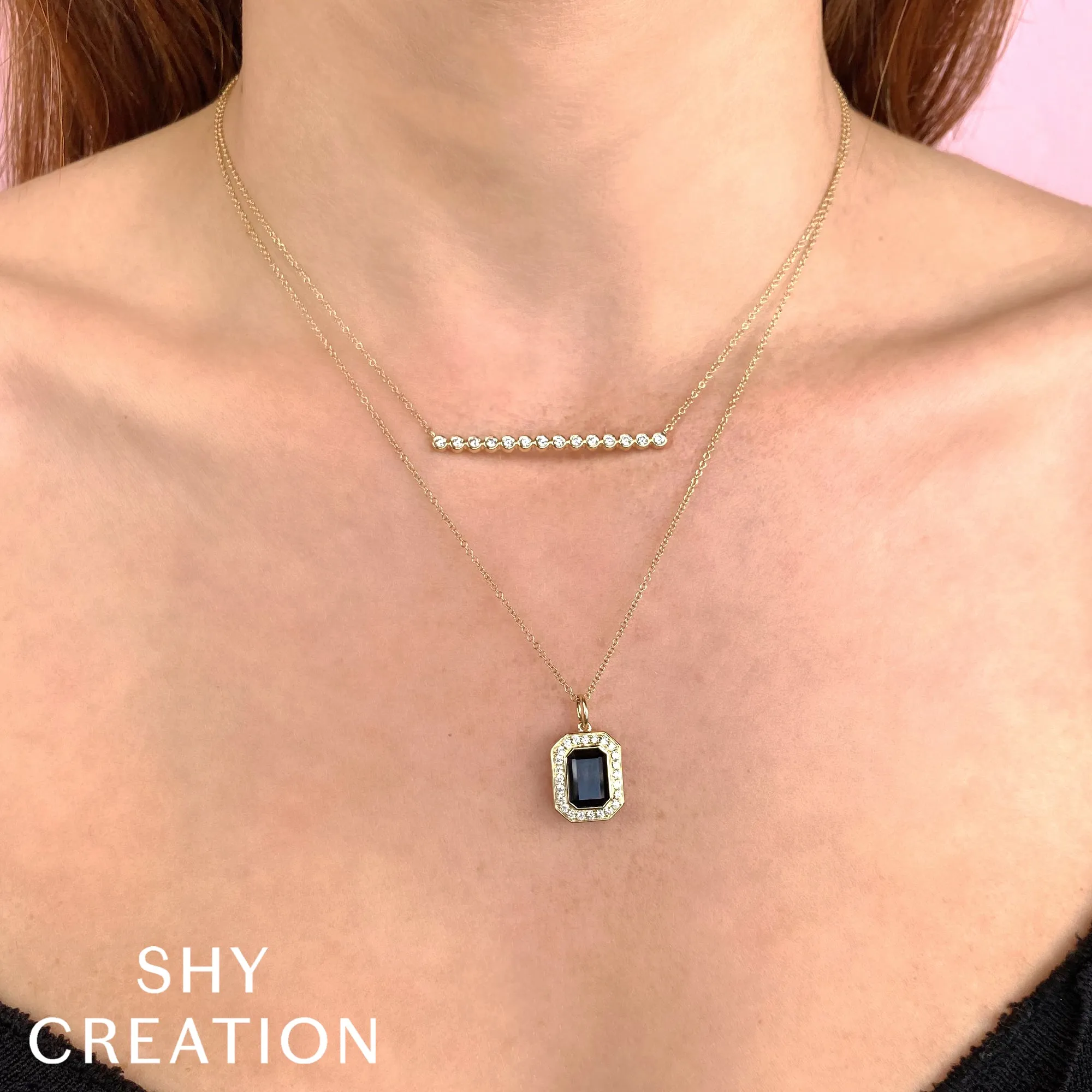 Diamond Bezel Bar Necklace