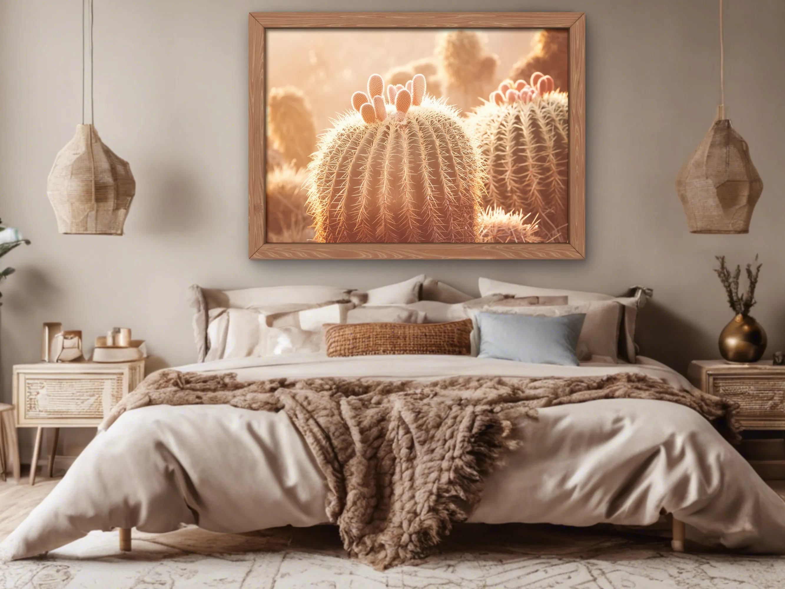 Golden Hour Cacti Scene Nature Inspired Wall Art