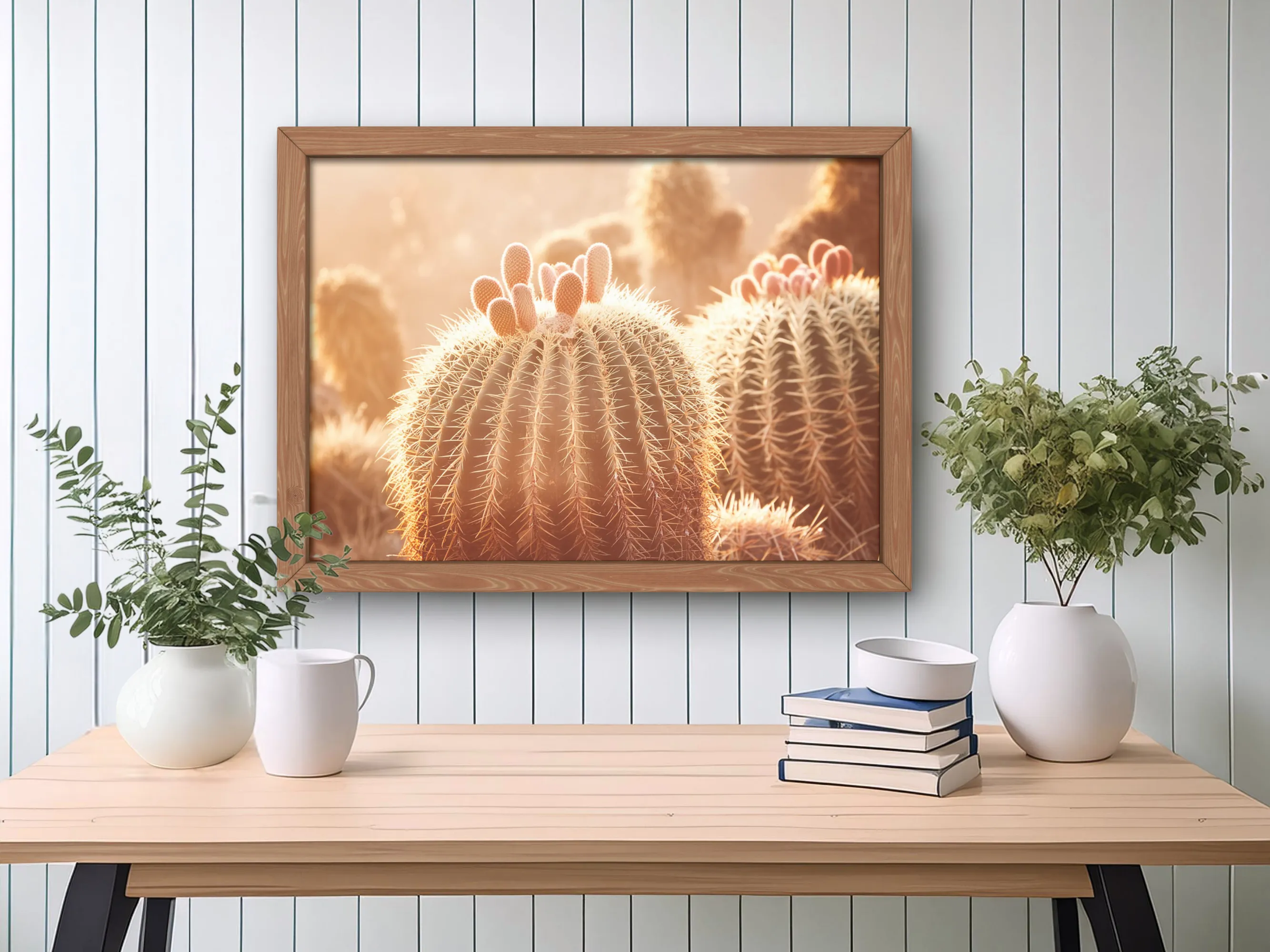 Golden Hour Cacti Scene Nature Inspired Wall Art
