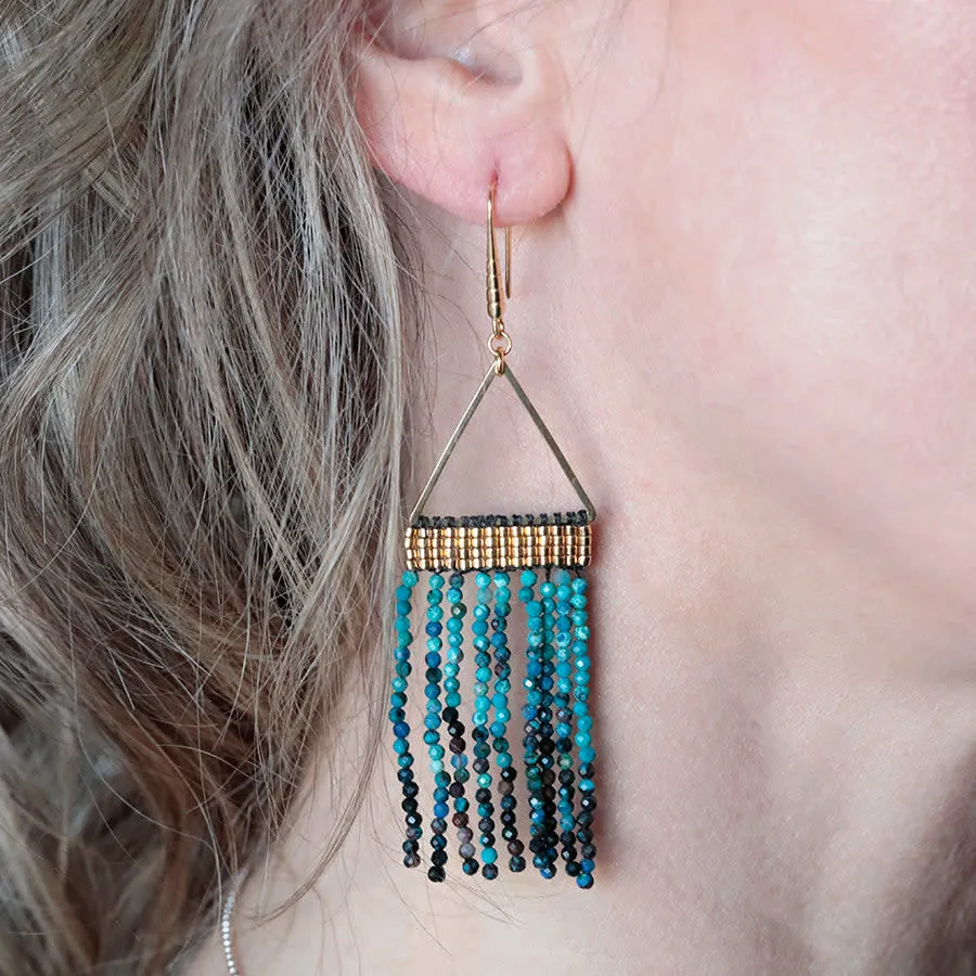 Jewelry Kit, Cleopatra Fringe Gemstone Earring Set, Gold and Chrysocolla - Limited Edition