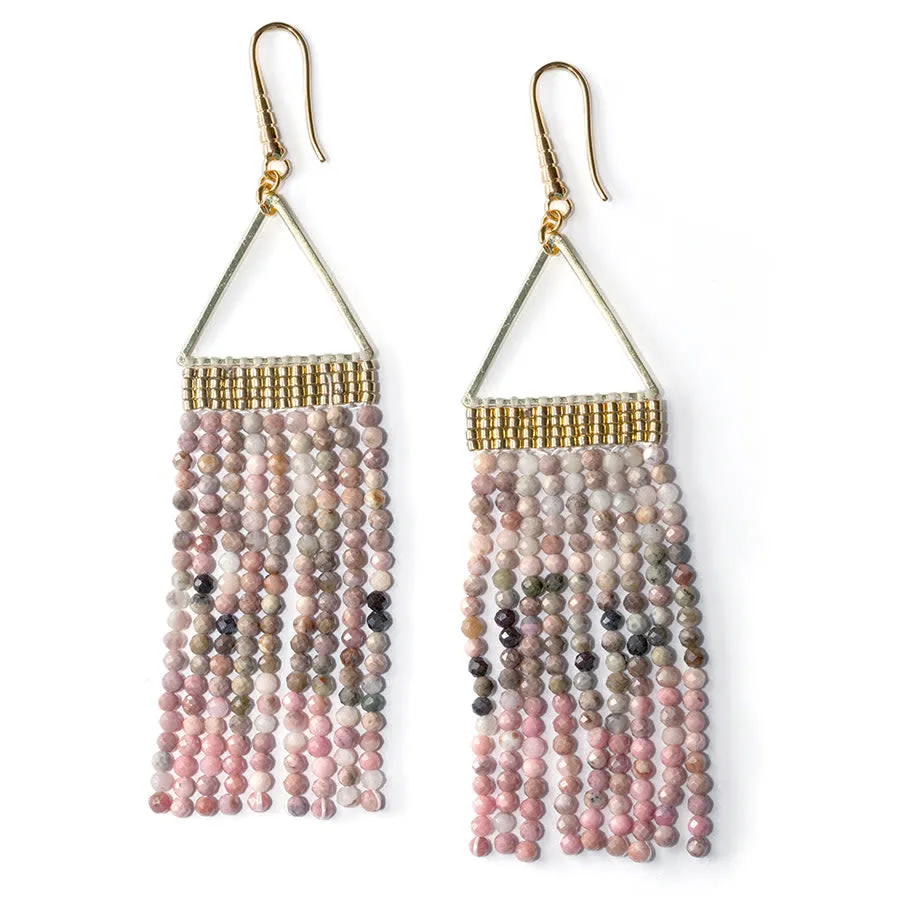 Jewelry Kit, Cleopatra Fringe Gemstone Earring Set, Gold and Rhodonite - Limited Edition
