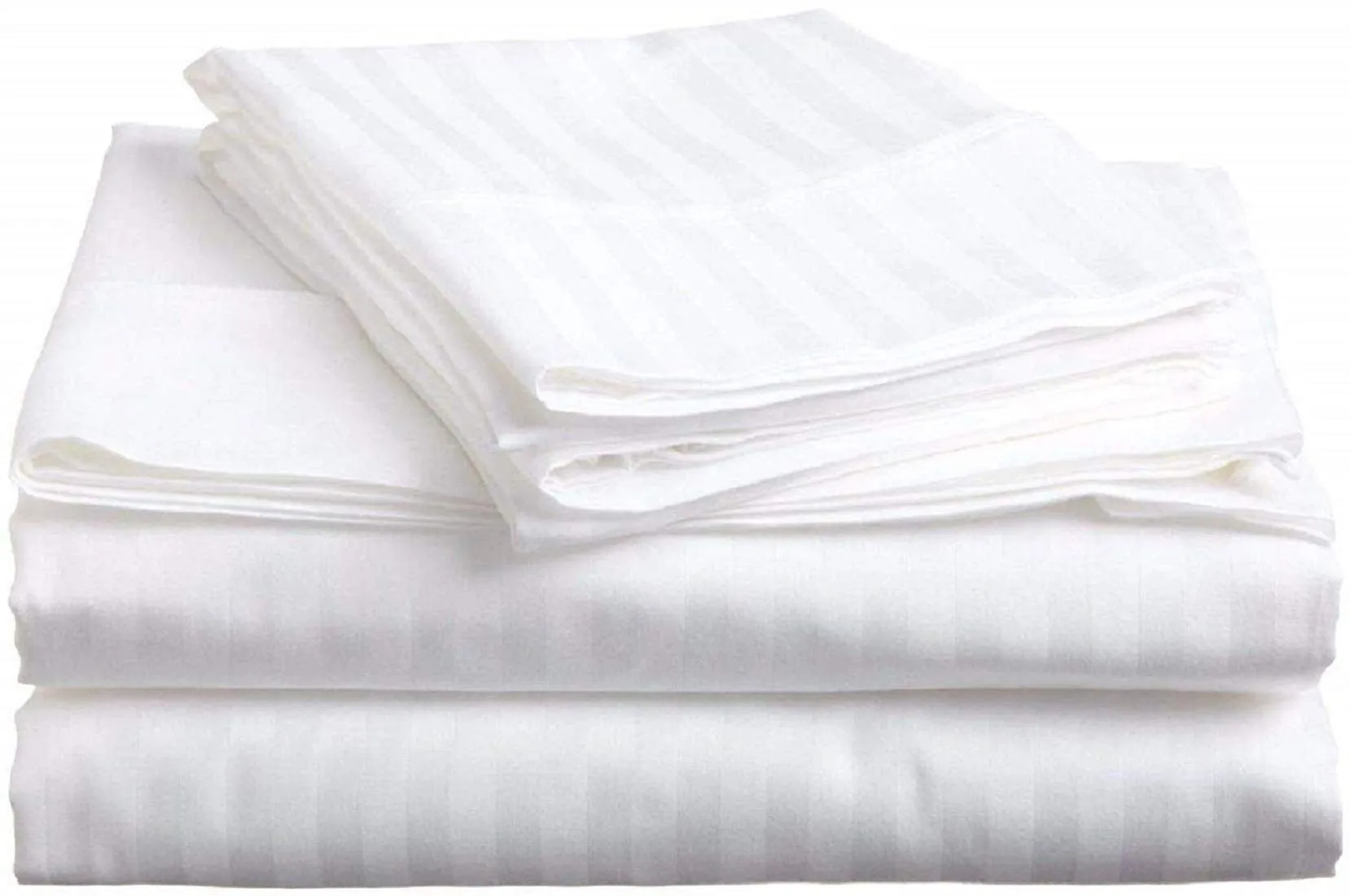 Kuber Industries 2 Pieces Cotton Luxurious Pillow Cover|Ultra Soft Satin Striped Pillow Case|Breathable & Wrinkle Free|Pack of 2 (White)-CTKTC040309, 200 TC