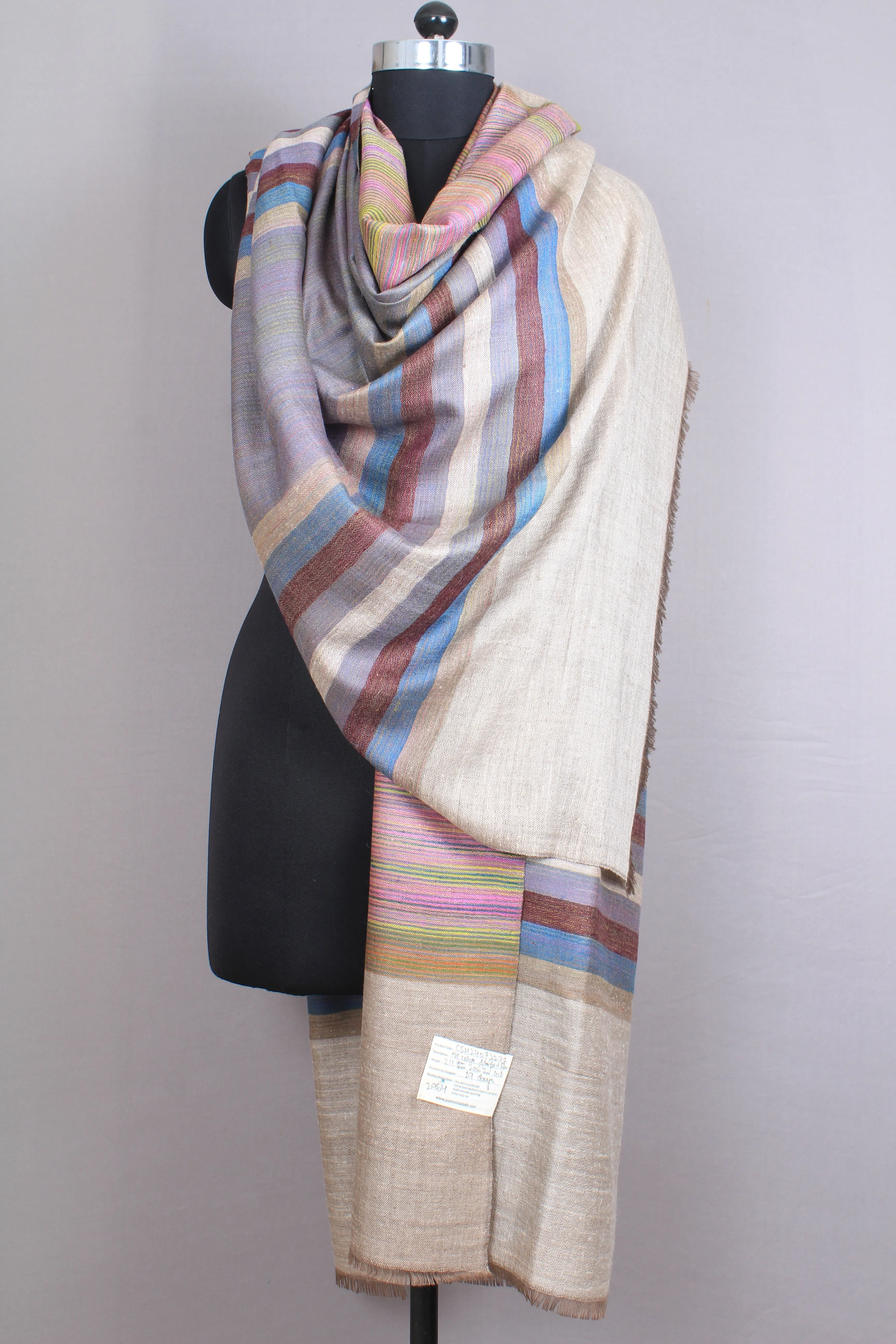 Parker Multi Coloured Strips & Reversible Cashmere Shawl