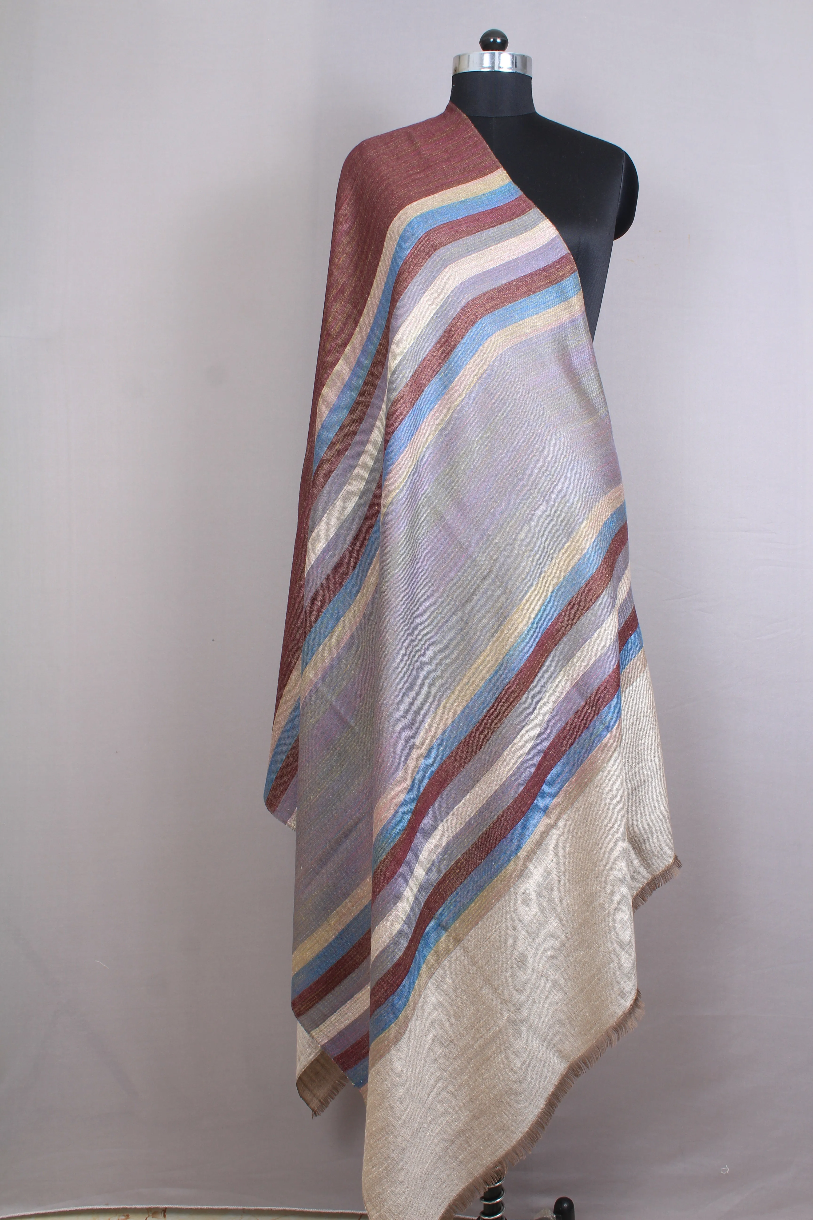 Parker Multi Coloured Strips & Reversible Cashmere Shawl