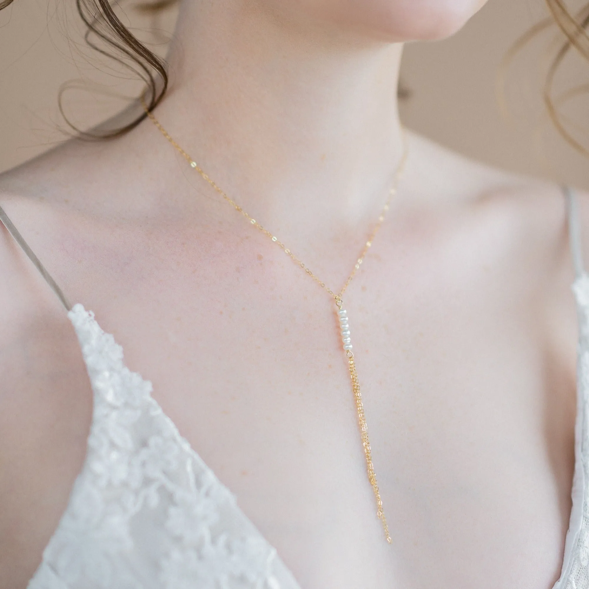 SPENCER Tiny Pearl Fringe Necklace