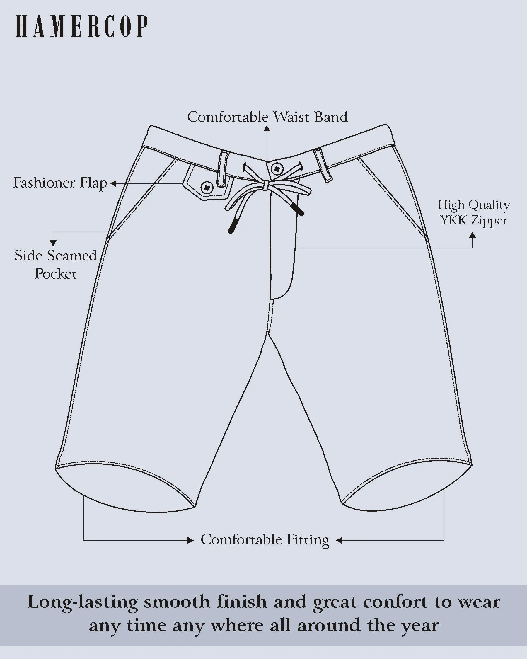 Stylish Charcoal Grey Stretch Cotton Shorts
