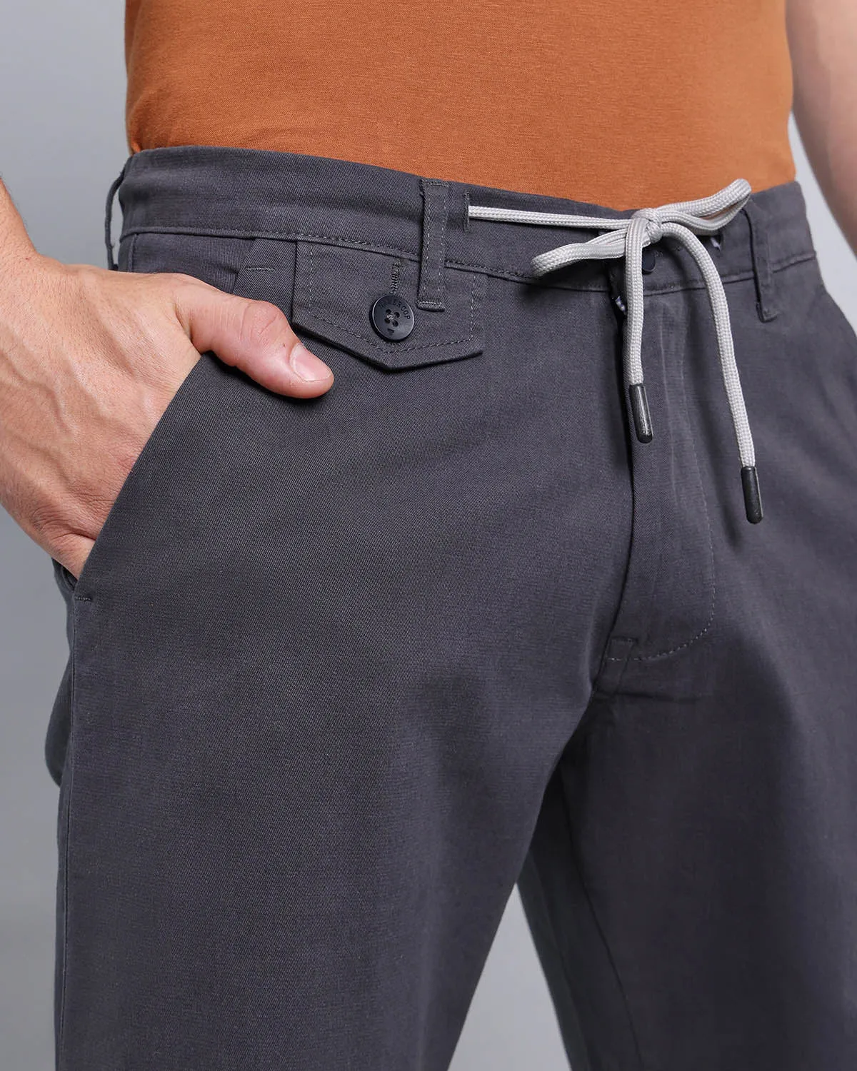 Stylish Charcoal Grey Stretch Cotton Shorts