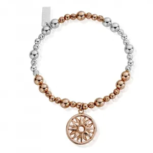 Sun Mandala Bracelet - Silver/Rose Gold - MBSBS577