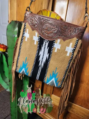 Tooled Saddle Crossbody Bag